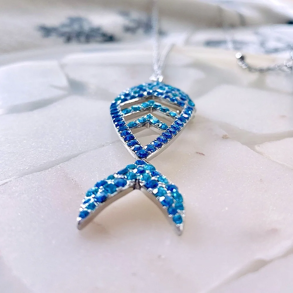 INC Long Pave Fish Pendant Necklace - Picture 8 of 11
